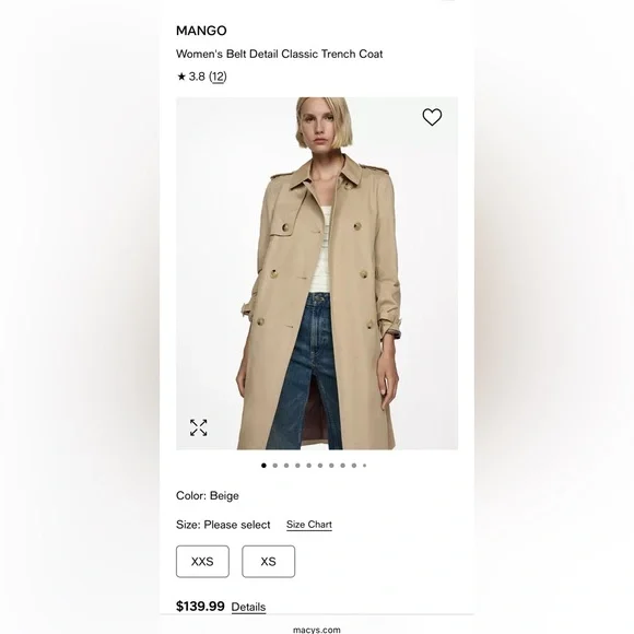 Mango Jackets Coats Mango Tan Trench Coat With Belted Waist